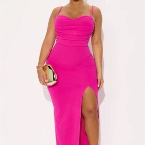 Fashion Nova Vibrant Pink Maxi Dress